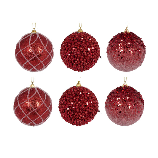 PRE ORDER 6 PACK RED SHATTERPROOF BAUBLES