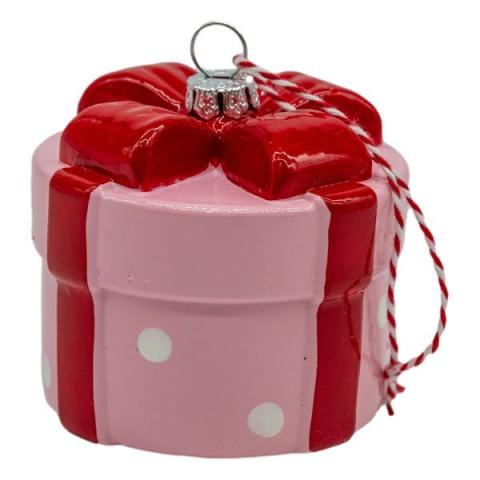 GIFT BOX PINK RED HANGING ORNAMENT