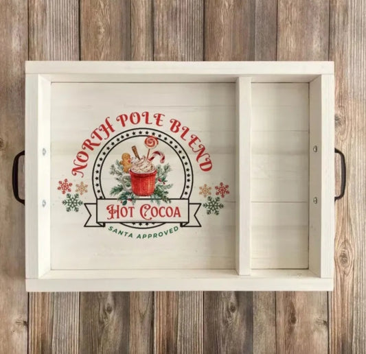 PRE ORDER WOODEN HOT COCOA SERVING TRAY