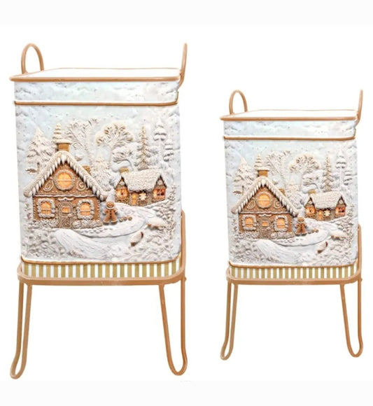 PRE ORDER S/2 GINGERBREAD  PLANTERS METAL