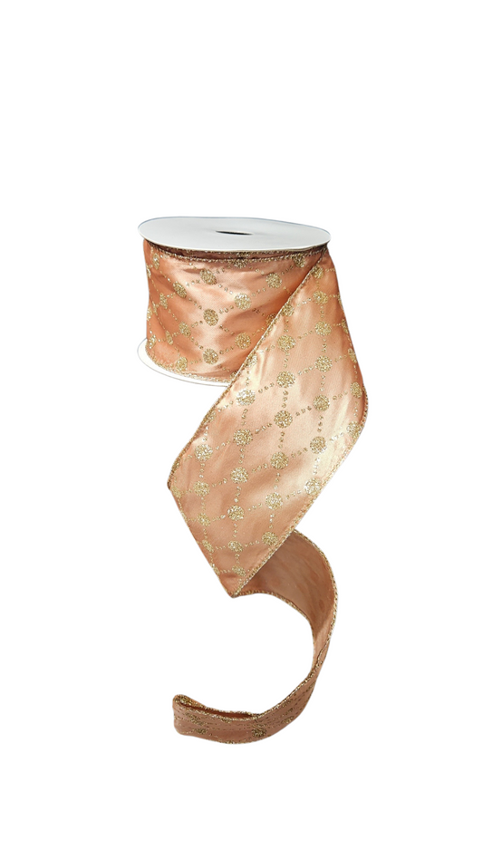 9.14M CORAL GOLD GLITTER RIBBON