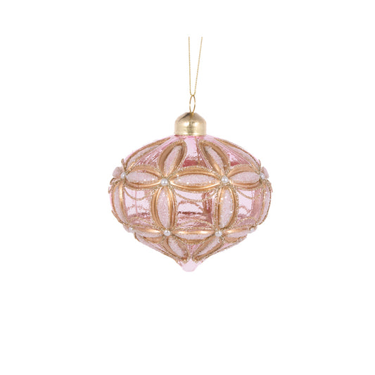 PRE ORDER PINK EMBOSSED FLEUR ONION BAUBLE