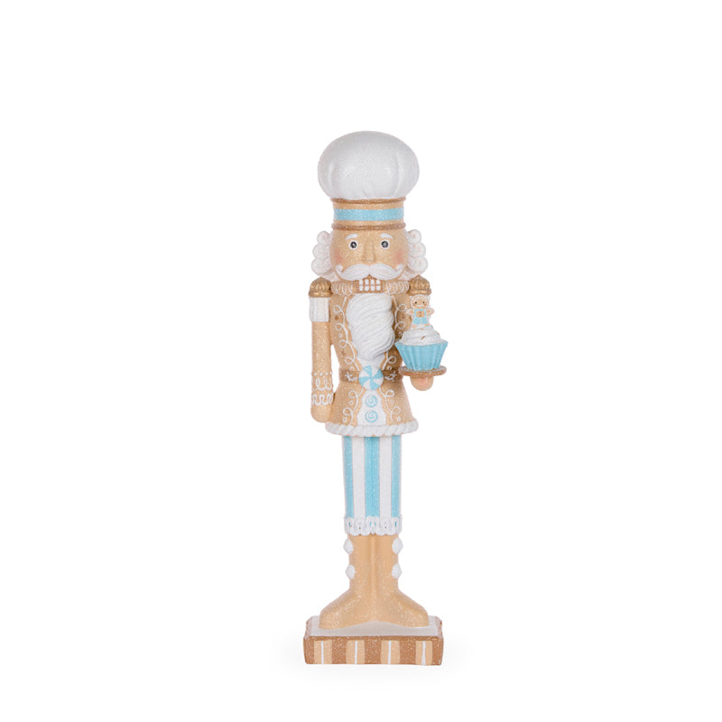 PRE ORDER 46.5CM BLUE GINGERBREAD NUTCRACKER WITH CUPCAKE