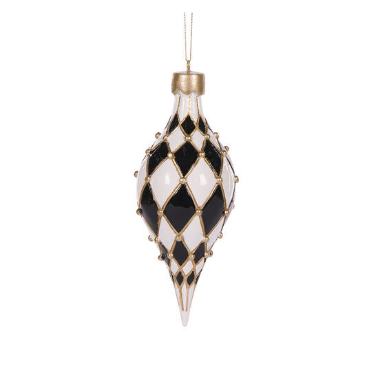 PRE ORDER HARLEQUIN QUILTED LONG DROP BAUBLE