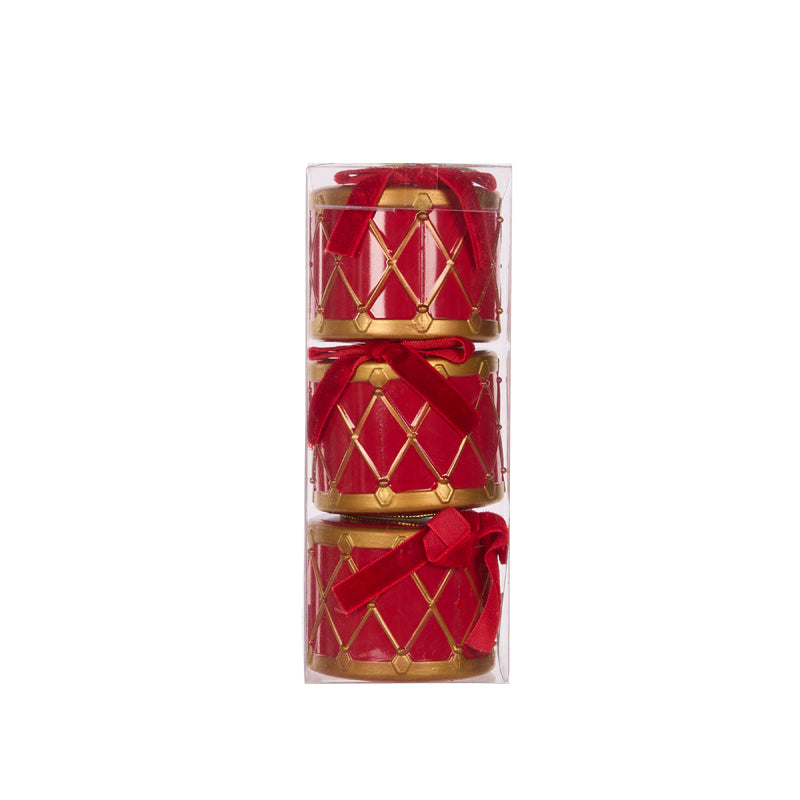 PRE ORDER SET/3 RED & GOLD HANGING DRUMS
