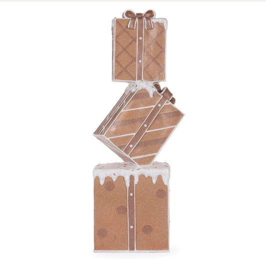 PRE ORDER 88CM PIPED GINGERBREAD PRESENT STACK
