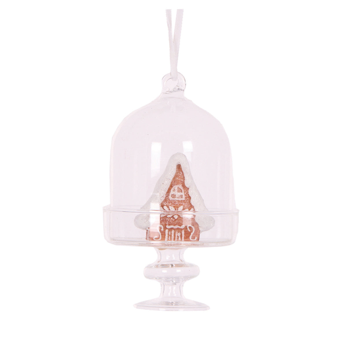PRE ORDER GLASS GINGERBREAD CLOCHE HANGING