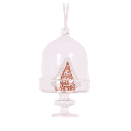 PRE ORDER GLASS GINGERBREAD CLOCHE HANGING