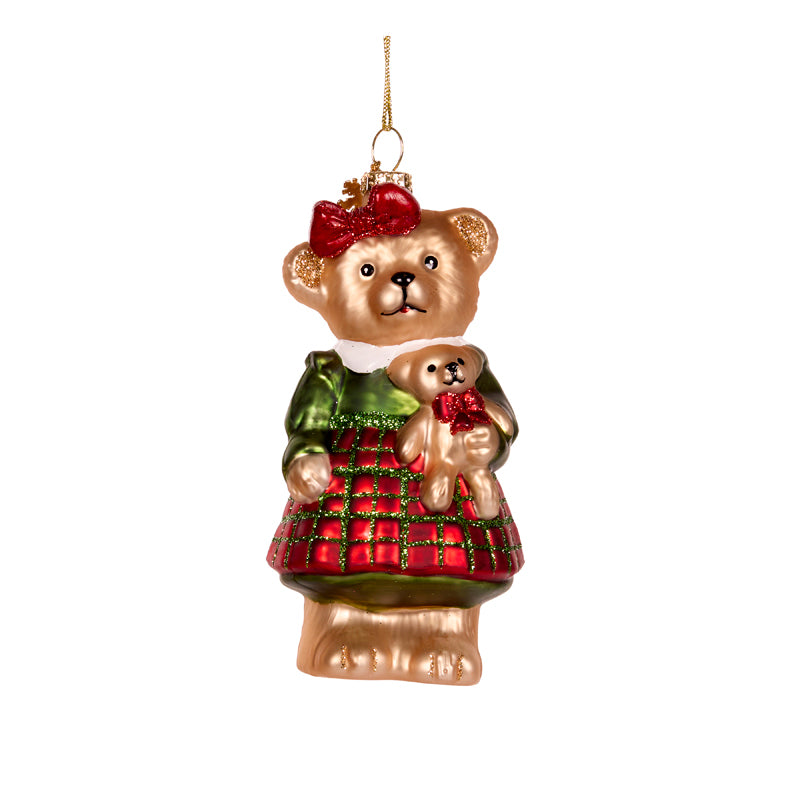 PRE ORDER GIRL BEAR GLASS ORNAMENT