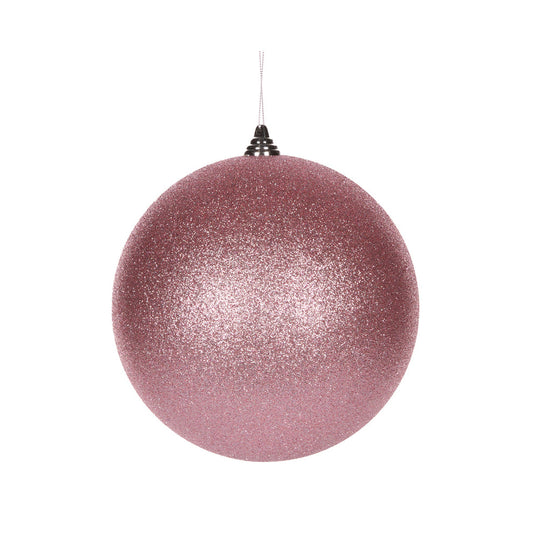 20CM SHATTERPROOF PINK GLITTER BAUBLE