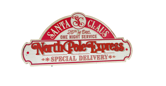 PRE ORDER WOODEN NORTH POLE EXPRESS SIGN