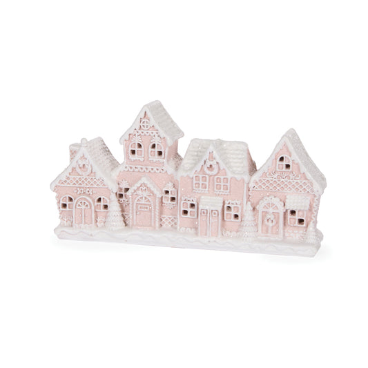 PRE ORDER LED PIPED PINK GINGERBREAD VILLAGE