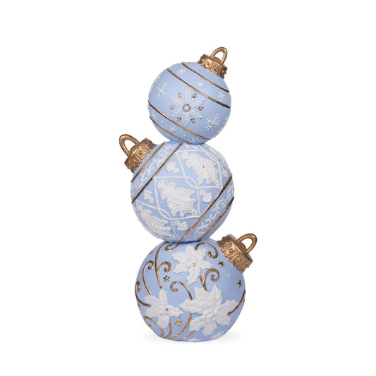 PRE ORDER 92CM BLUE AND WHITE SNOWFLAKE BAUBLE STACK