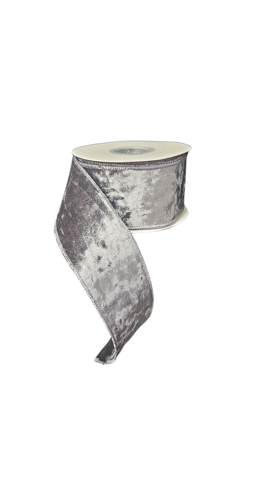 9.14M GREY VELVET RIBBON