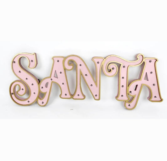 PRE ORDER PINK LIGHT UP SANTA SIGN