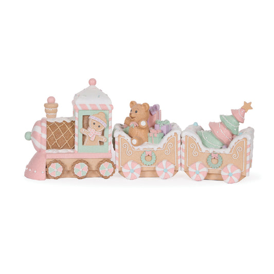 PRE ORDER 62CM PIPED PASTEL GINGERBREAD TRAIN