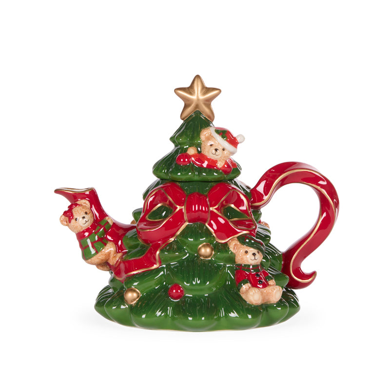 PRE ORDER COZY TEAR BEAR CHRISTMAS TREE TEAPOT