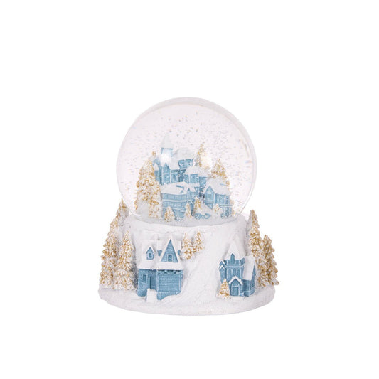 12cm MUSICAL BLUE & WHITE SNOW GLOBE