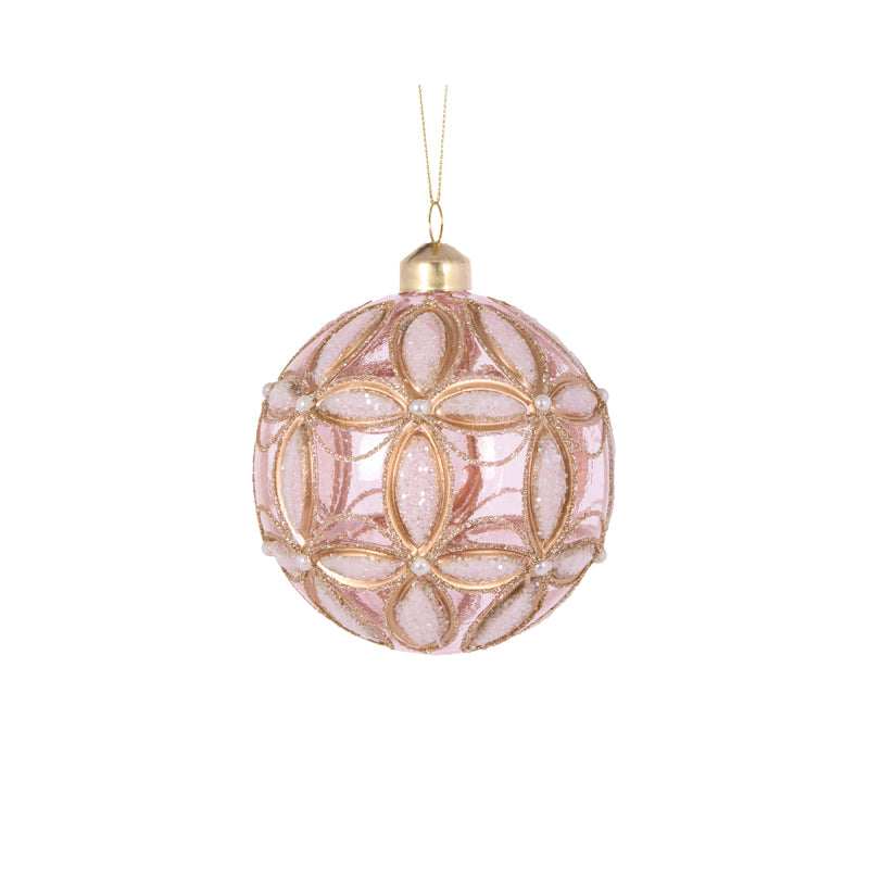 PRE ORDER PINK EMBOSSED FLEUR BAUBLE