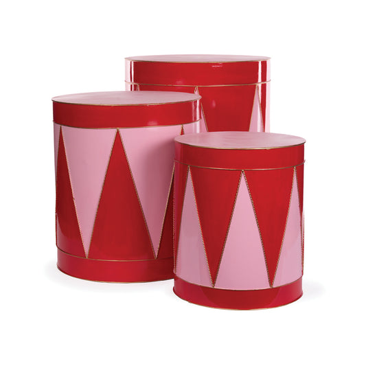 PRE ORDER SET/3 RED PINK HARLEQUIN DRUMS