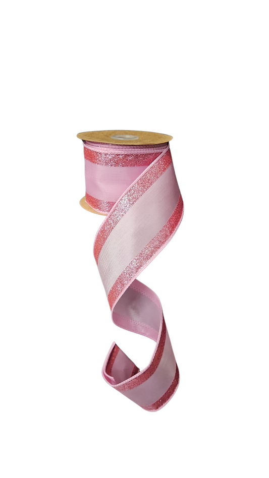 9.14M PINK GLITTER EDGE RIBBON