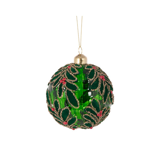 PRE ORDER GREEN VELVET FOILAGE BAUBLE