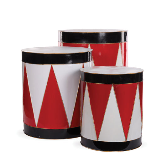 PRE ORDER SET/3 RED AND BLACK HARLEQUIN DRUMS
