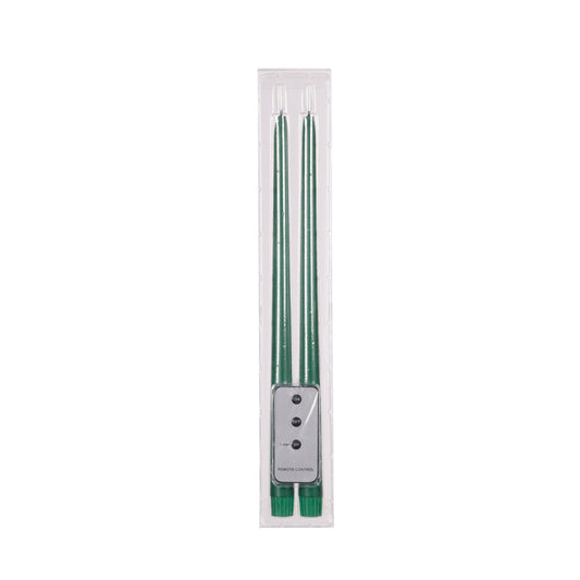 PRE ORDER SET/2 GREEN LED TAPER CANDLE