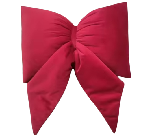 LUXE RED VELVET BOW CUSHION