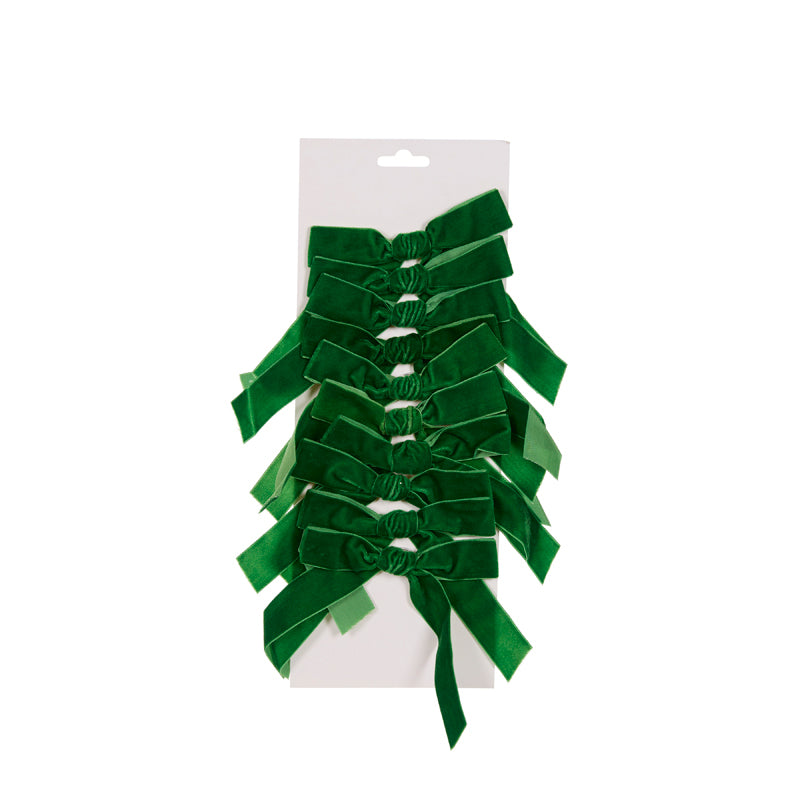 PRE ORDER SET/10 5CM GREEN VELVET BOWS